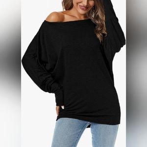 Women's Off Shoulder Long Sleeve Tunic Top XL
